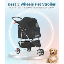 Load image into Gallery viewer, New Black Pet Stroller Cat Dog Cage 3 Wheels Stroller Travel Folding Carrier
